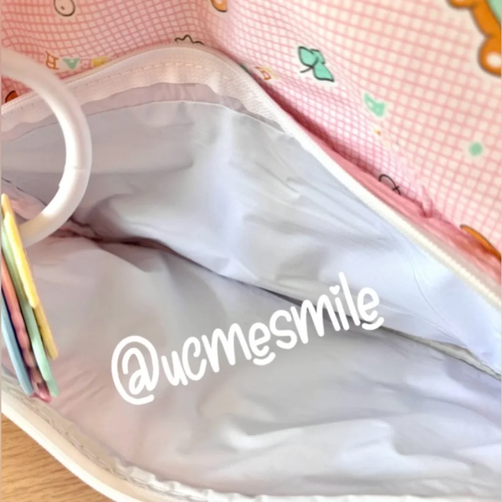 Precious Moments Vintage 6-in-1 Pink Medium Baby Diaper Bag w/ Teething Toy Ring